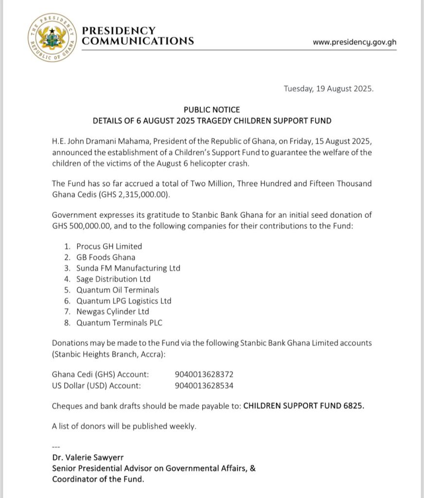 Mahama’s Children’s Support Fund for August 6 victims hits GHC 2.3 million
