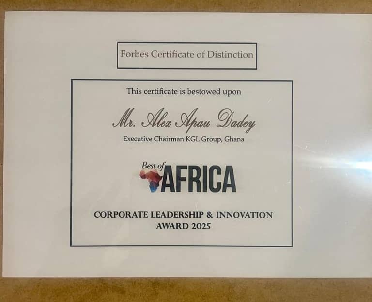 KGL Group Chairman Alex Apau Dadey honoured with Forbes Africa Leadership & Innovation Award