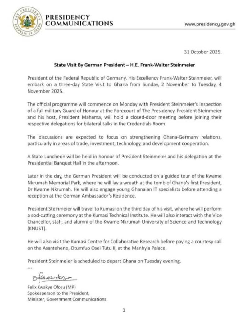 German President Frank-Walter Steinmeier to visit Ghana for bilateral talks